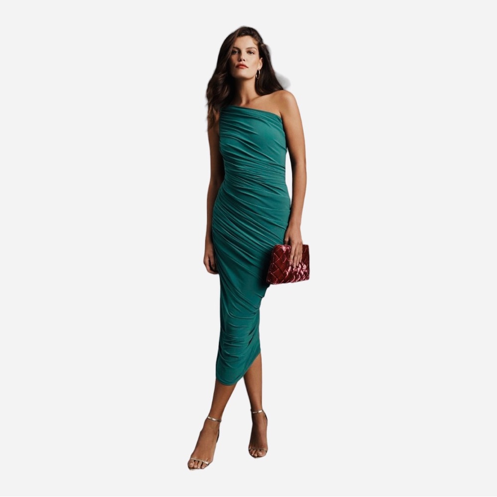 Anthropologie Norma Kamali Diana One-Shoulder Ruched MIDI Dress, Size XS